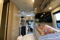 Partner preparing our meal, while I take a break from driving