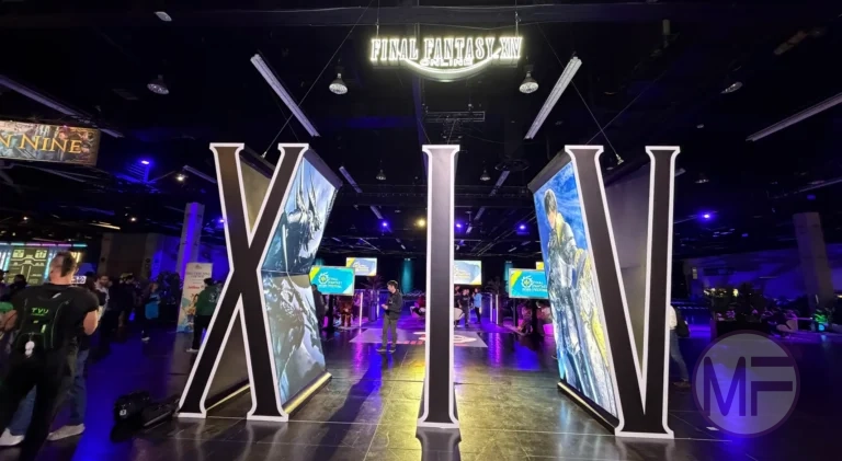 FFXIV 2026 Fanfest Anaheim - XIV sign with WoLs